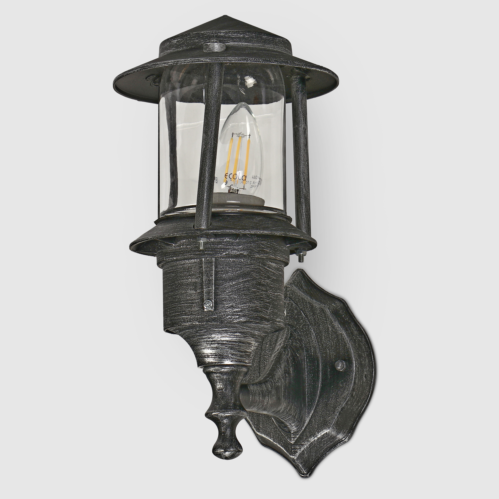Садовый светильник Amber Lamp настенный серебряный с чёрным (8052)