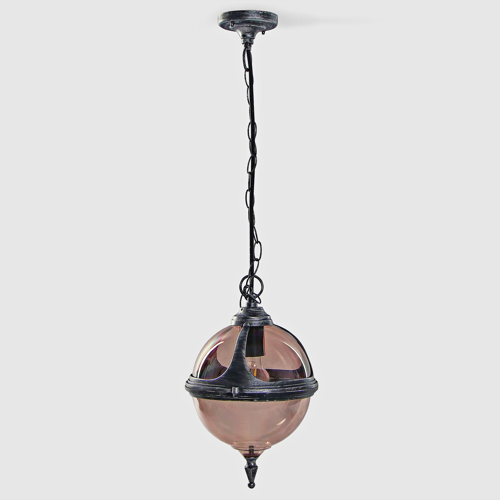 фото Уличный подвесной светильник amber lamp серебряный с чёрным (8265в)