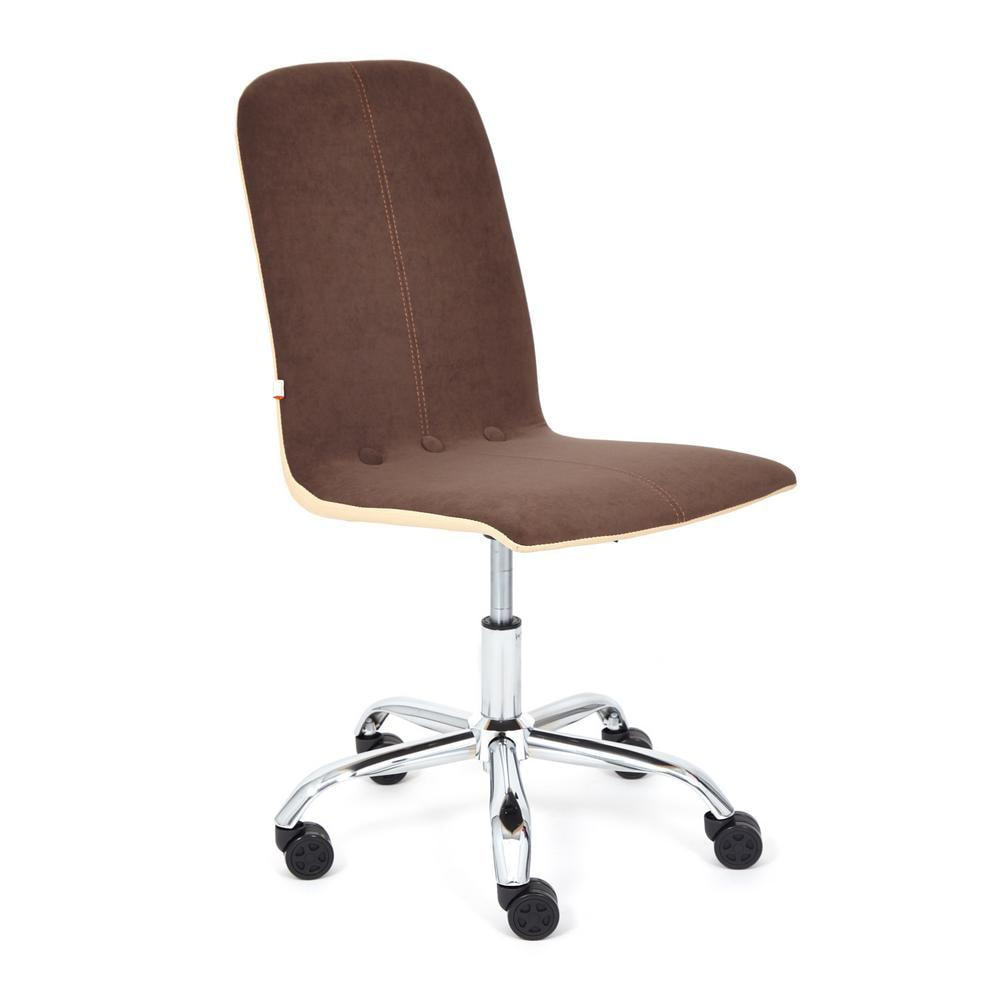 Кресло ТС 47х41х103 см флок, кожзам коричневый/бежевый офисное кресло офисное кресло rio оливковый флок серый кожзам