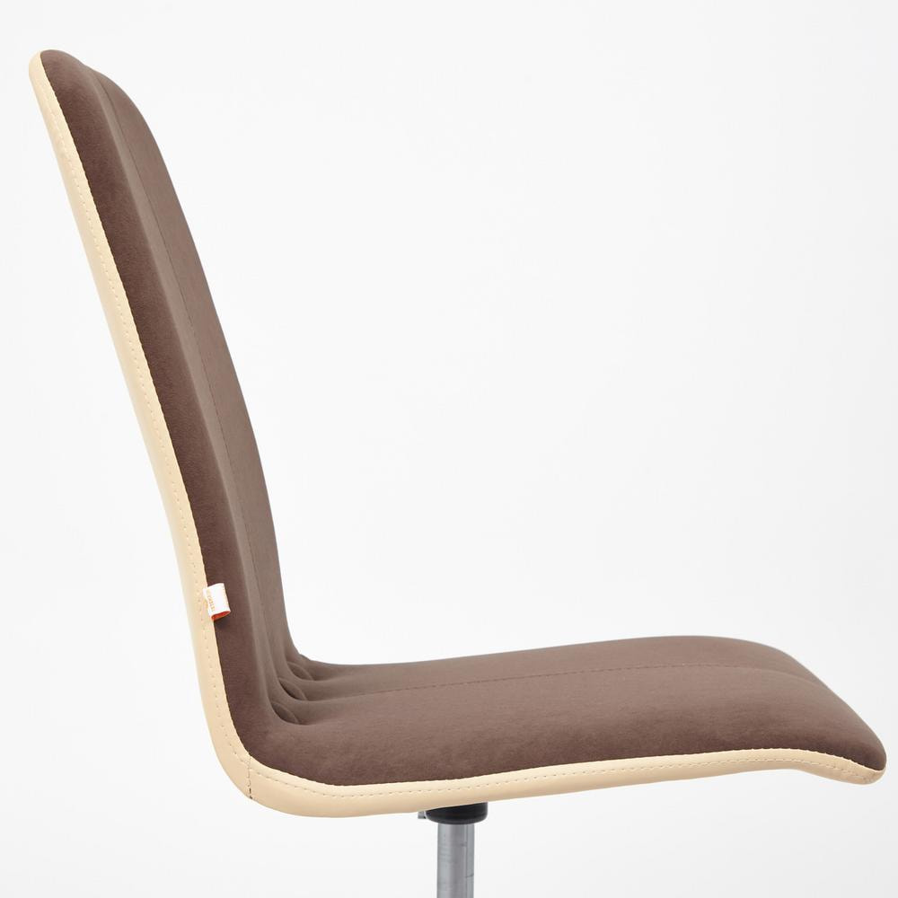 Кресло ТС 47х41х103 см флок, кожзам коричневый/бежевый, цвет хром - фото 3
