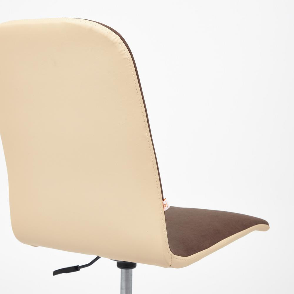 Кресло ТС 47х41х103 см флок, кожзам коричневый/бежевый, цвет хром - фото 4