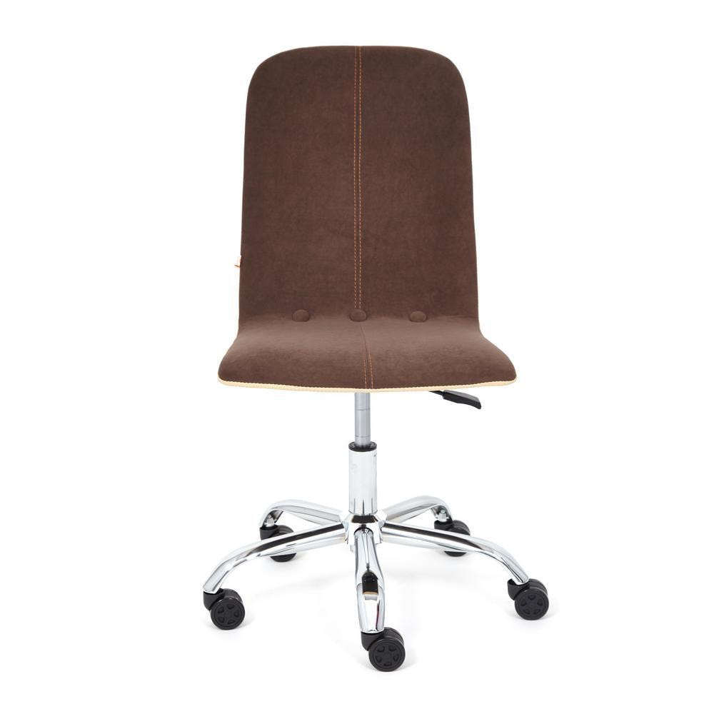 Кресло ТС 47х41х103 см флок, кожзам коричневый/бежевый, цвет хром - фото 5