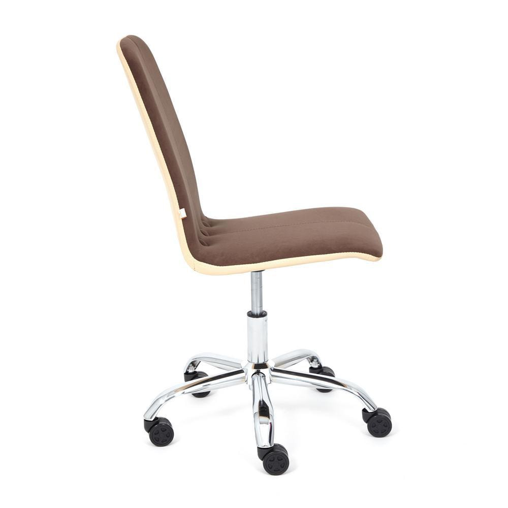 Кресло ТС 47х41х103 см флок, кожзам коричневый/бежевый, цвет хром - фото 6