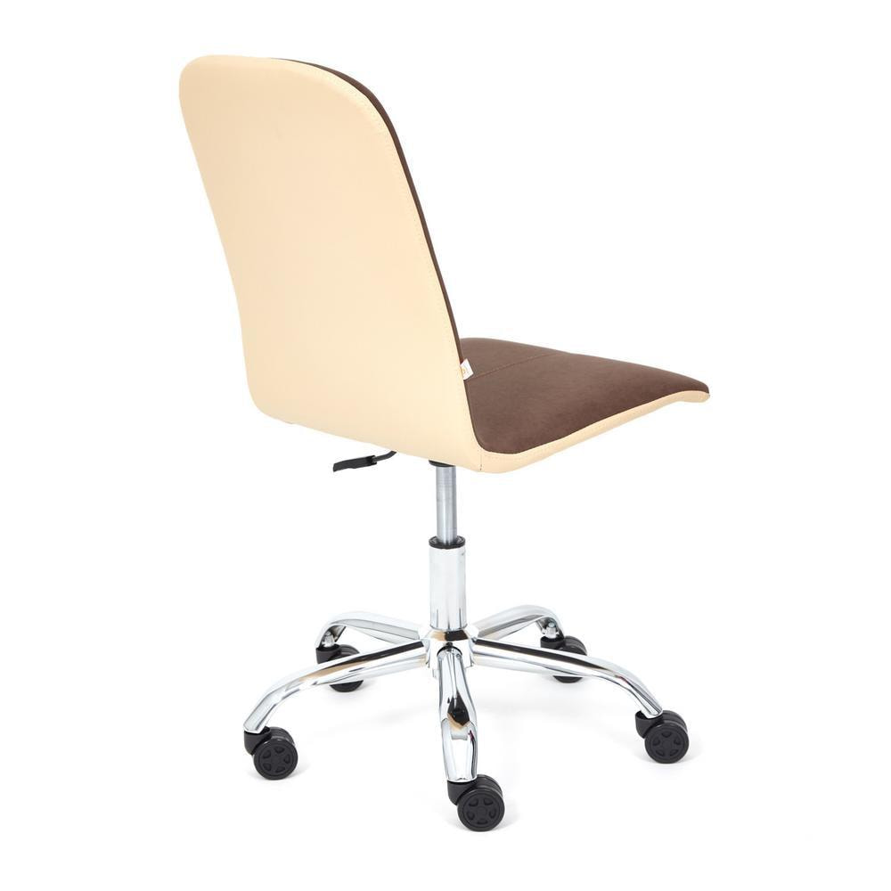 Кресло ТС 47х41х103 см флок, кожзам коричневый/бежевый, цвет хром - фото 7