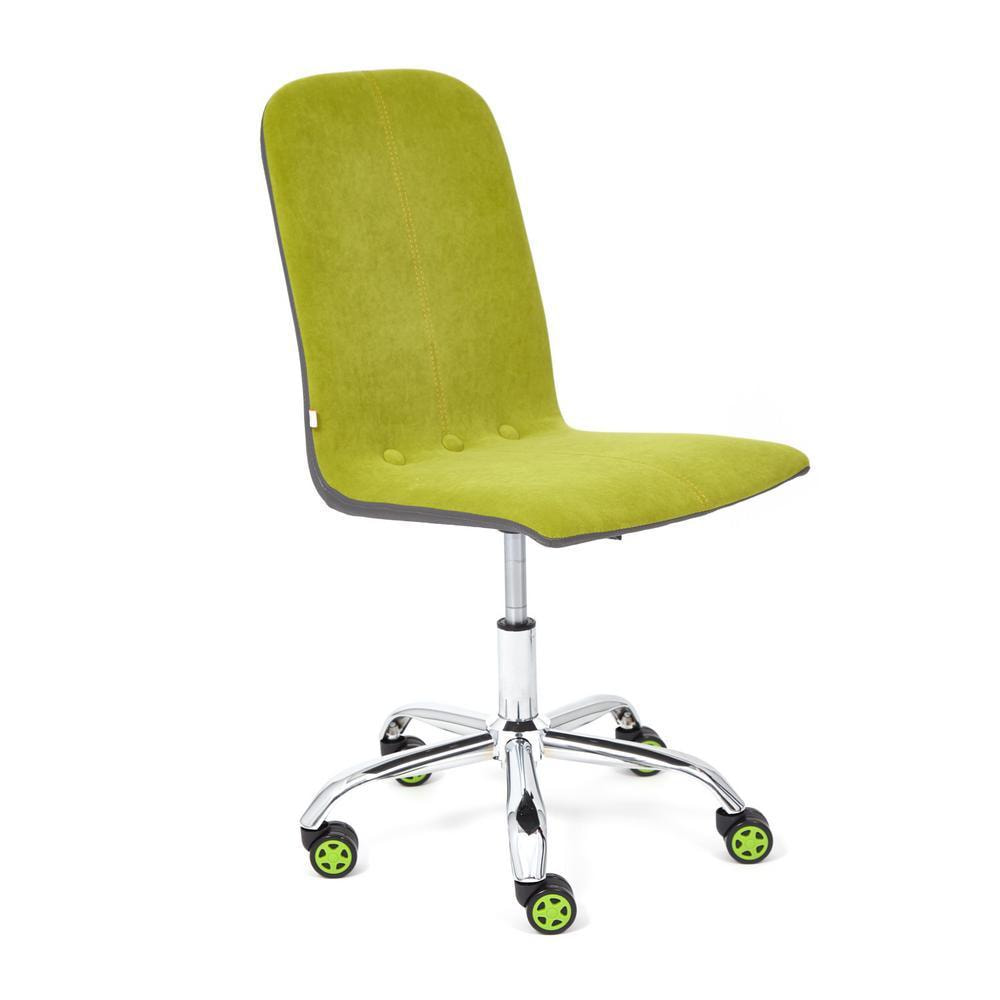 Кресло ТС 47х41х103 см флок, кожзам олива/металлик офисное кресло офисное кресло rio оливковый флок серый кожзам