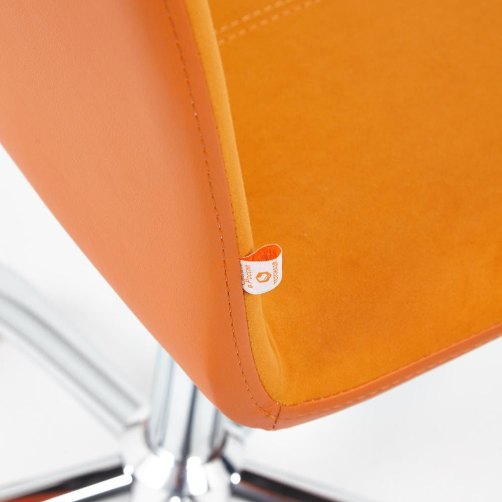Кресло ТС 47х41х103 см флок, кожзам оранжевый/оранжевый, цвет хром - фото 3