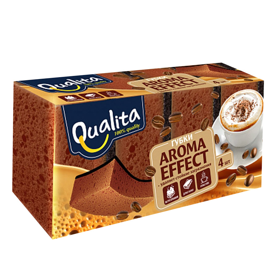 Губки кухонные Qualita Aroma Effect 4 шт губки кухонные qualita fibra naturale 2 шт