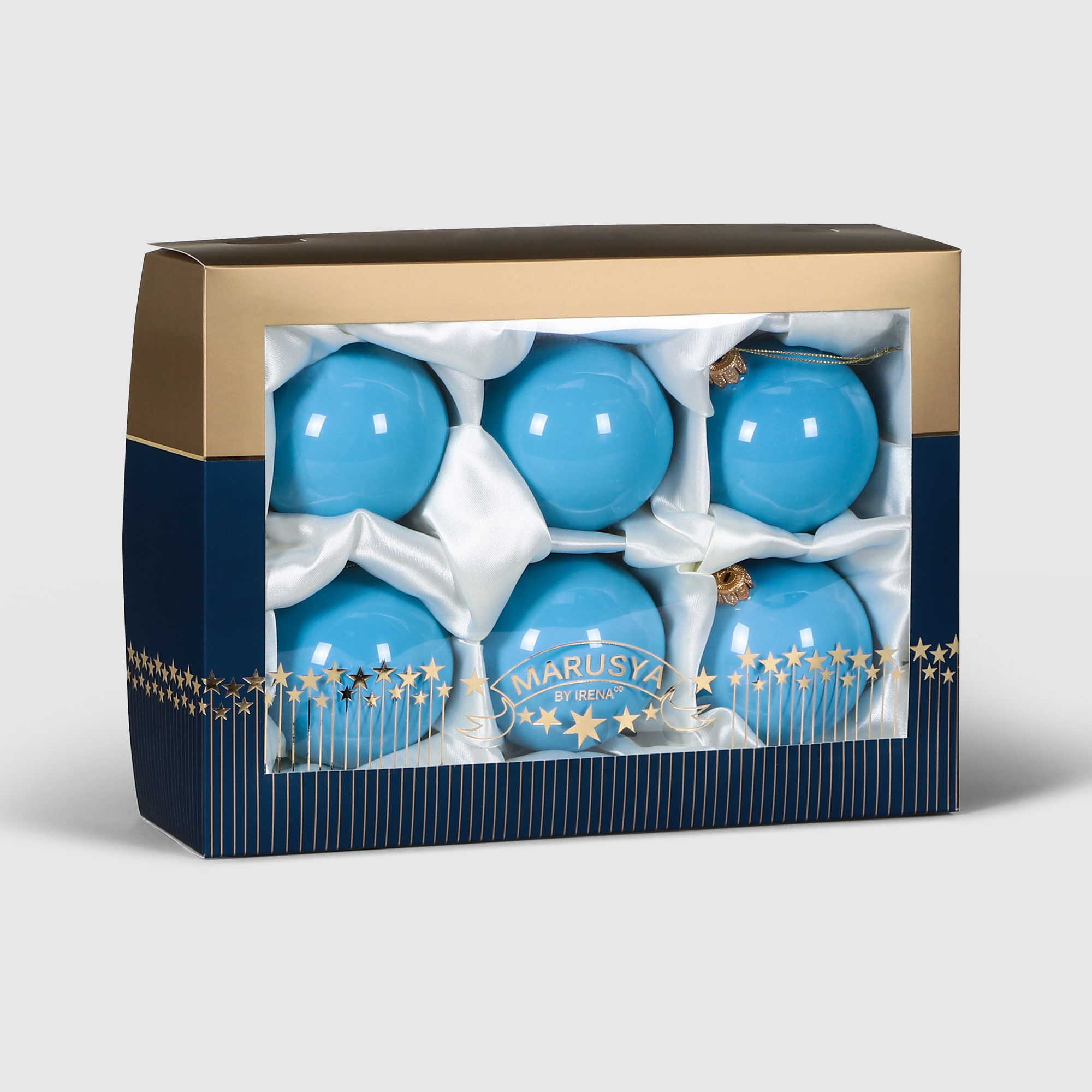 Шар Irena 550034 80 мм 6 шт голубой елочная игрушка ярославская керамическая мануфактура юла