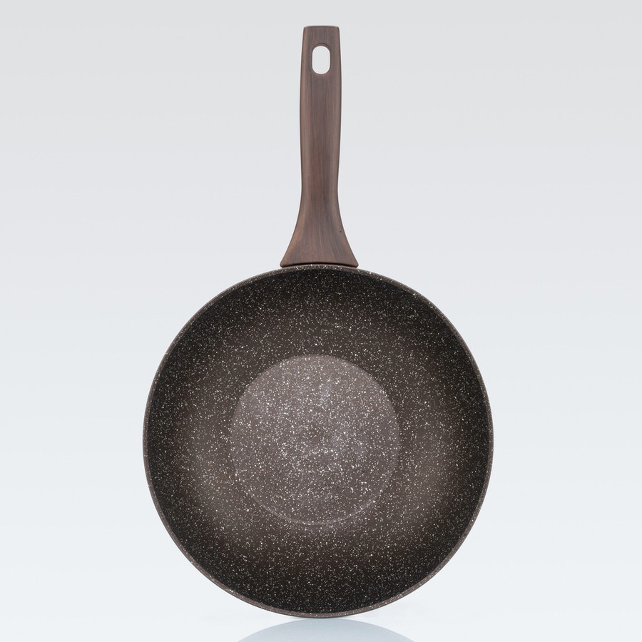 Сковорода-вок индукционная Mehrzer Granit Stone Strong 28 см, цвет коричневый - фото 3