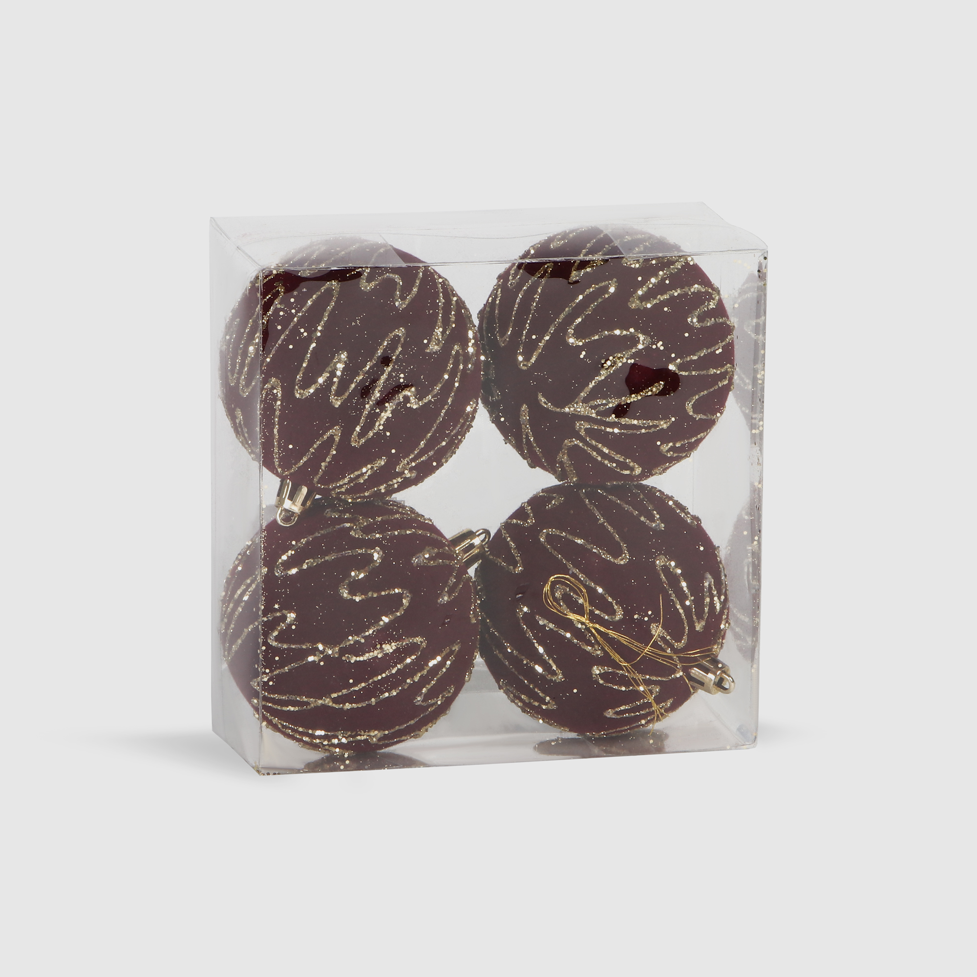 

Набор шаров Linhai jinnuo с флоком 4 шт 8 см бордовый, Красный