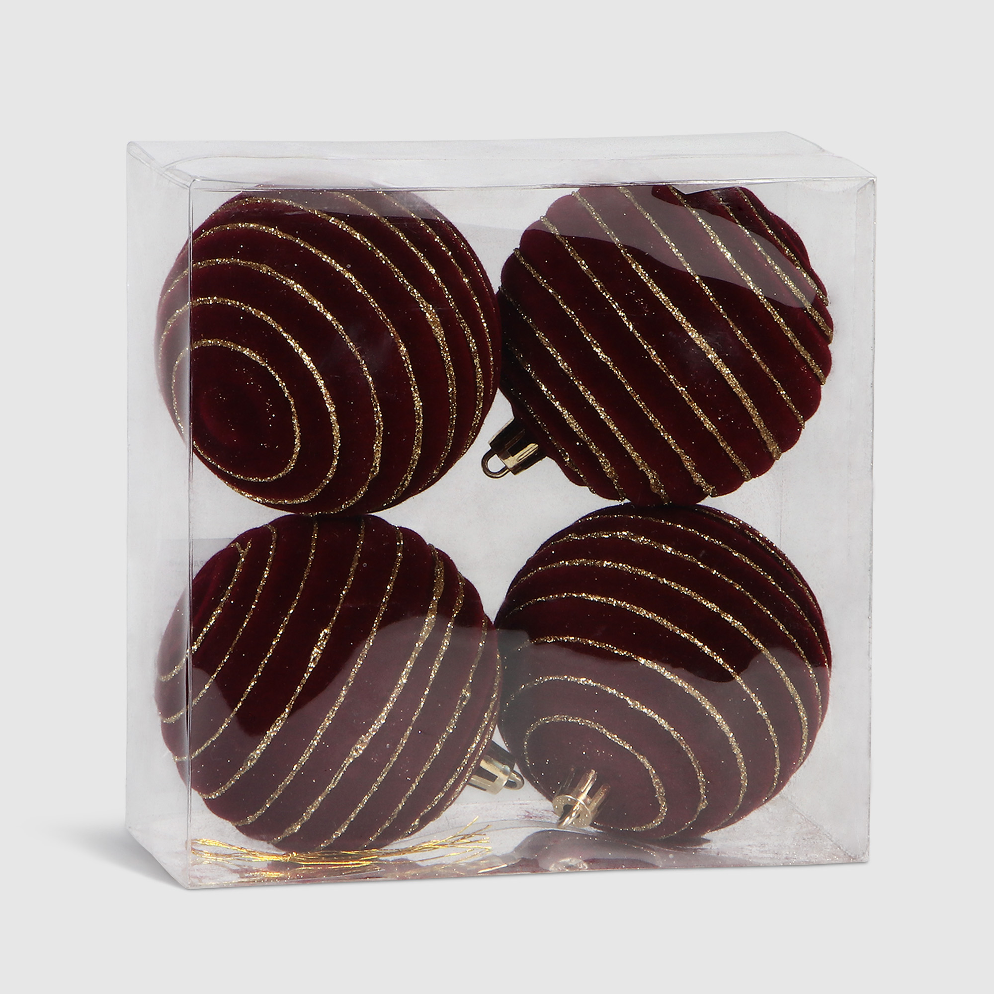 

Набор шаров с флоком Linhai jinnuo 4 шт 8 см бордовый, Красный