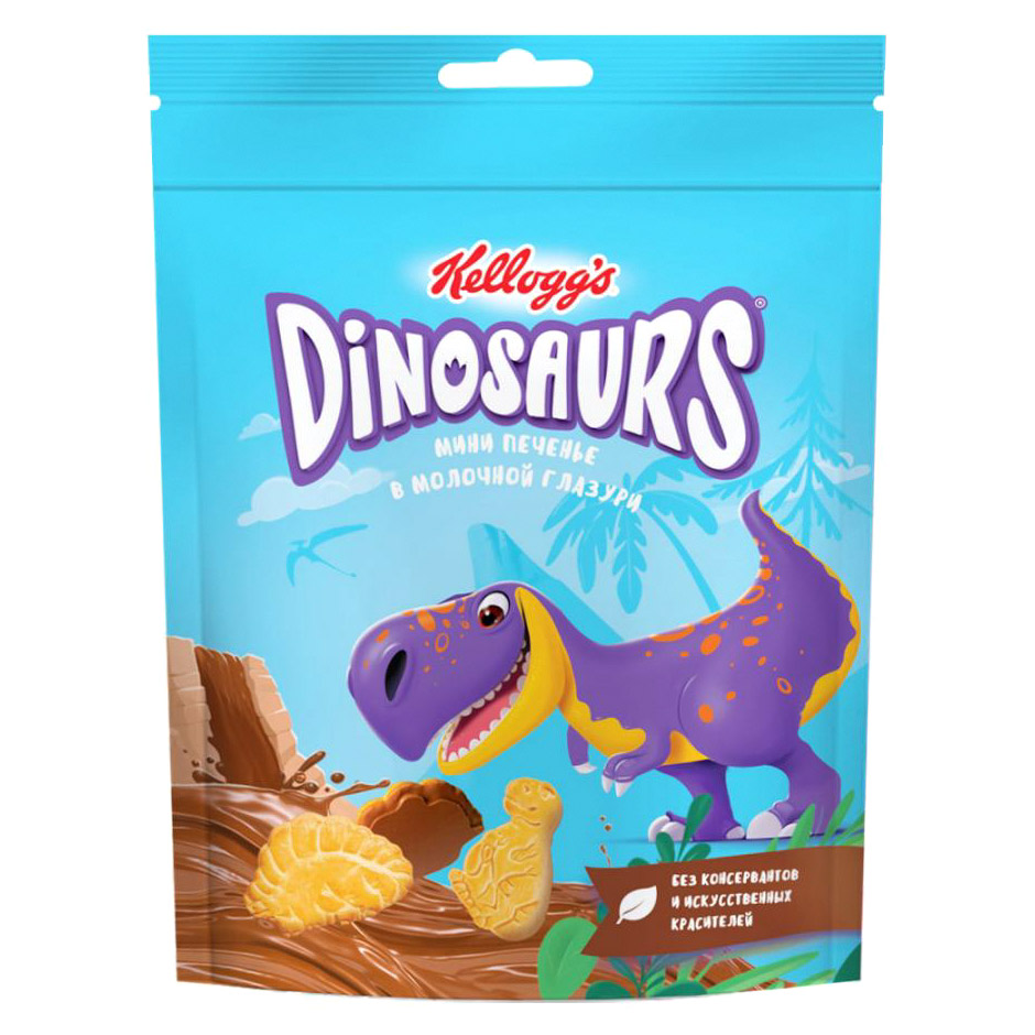 Печенье сахарное Kellogg's Dinosaurs мини в молочной глазури  50 г