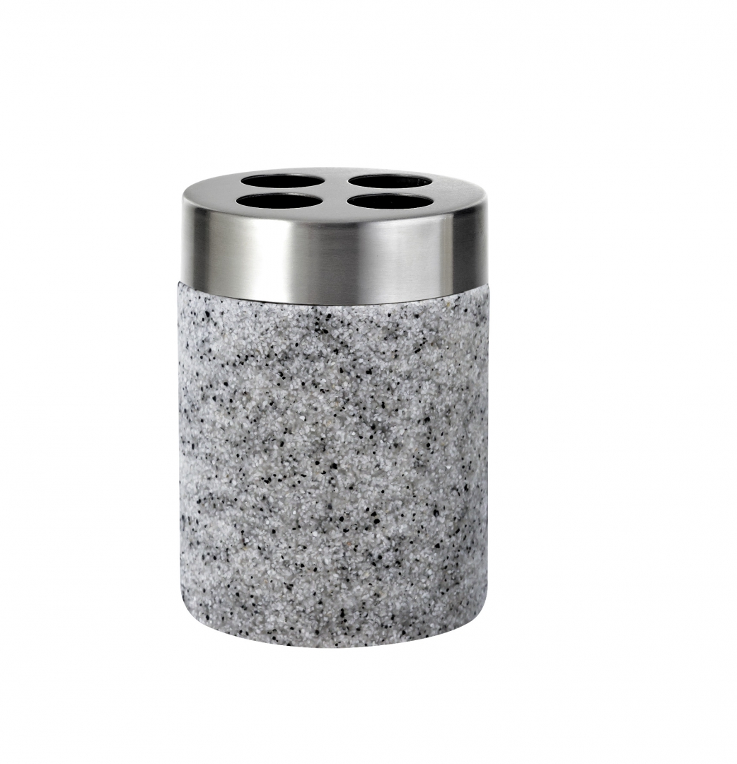 Стакан для зубных щёток Ridder Stone серый 7,5х10,5 см керамогранит creto space stone серый 59 5x59 5