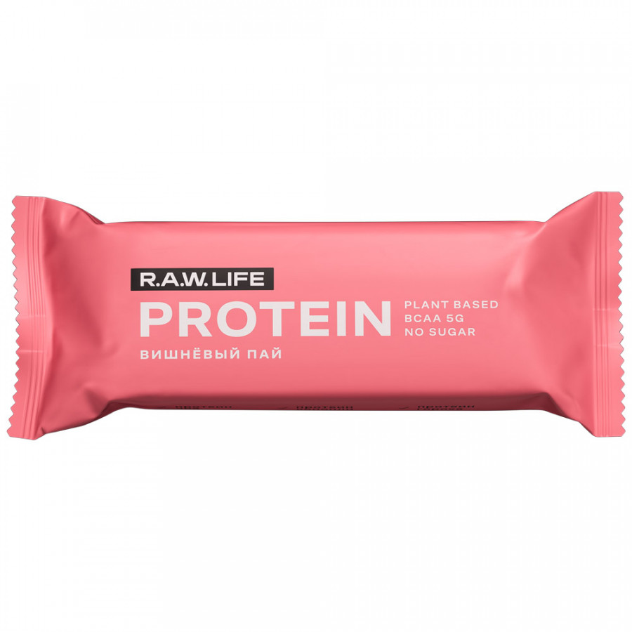Батончик R.A.W. LIFE протеиновый Вишневый пай, 43 г батончик smart formula протеиновый клубничный в молочном шоколаде 40 гр