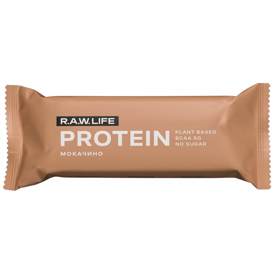 Батончик R.A.W. LIFE протеиновый Мокачино,43 г батончик smart formula протеиновый клубничный в молочном шоколаде 40 гр