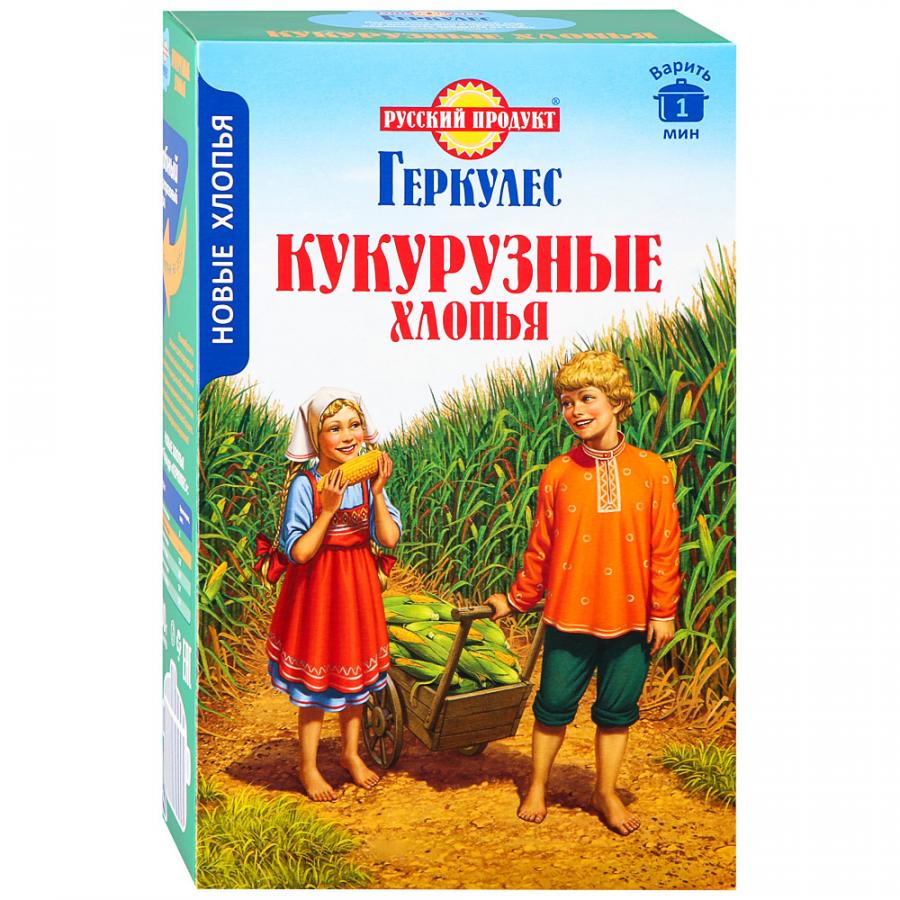 Хлопья Русский продукт Геркулес кукурузные, 400 г хлопья гречневые геркулес русский продукт 300 г