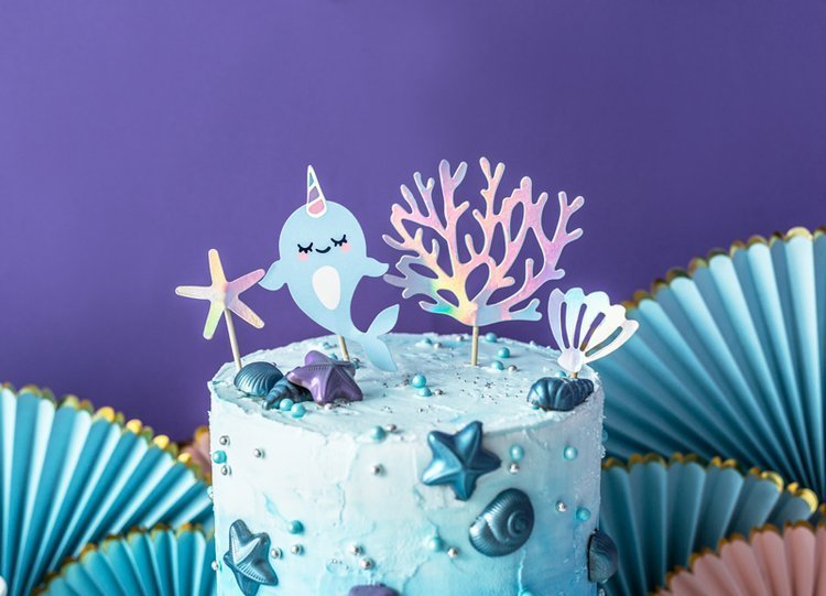 фото Топперы party deco narwhal 10-15.5см 4шт в ассортименте