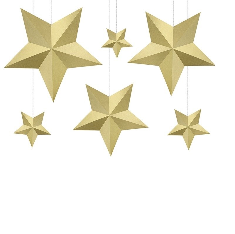 Звезды декоративные Party Deco золотые 6шт декоративные фигуры звезды 2 штуки