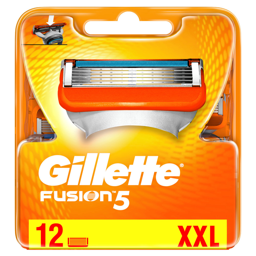 Сменные кассеты для бритья Gillette Fusion, 12 шт кассеты для бритья gillete slalom 5 шт со смазывающей полоской