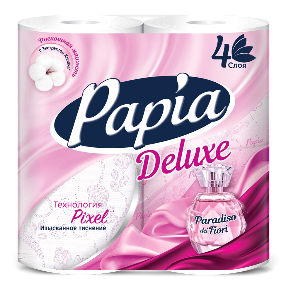 Туалетная бумага Papia Deluxe Paradiso Fiori четырехслойная 4 шт туалетная бумага zewa deluxe белая 3 слоя 8шт