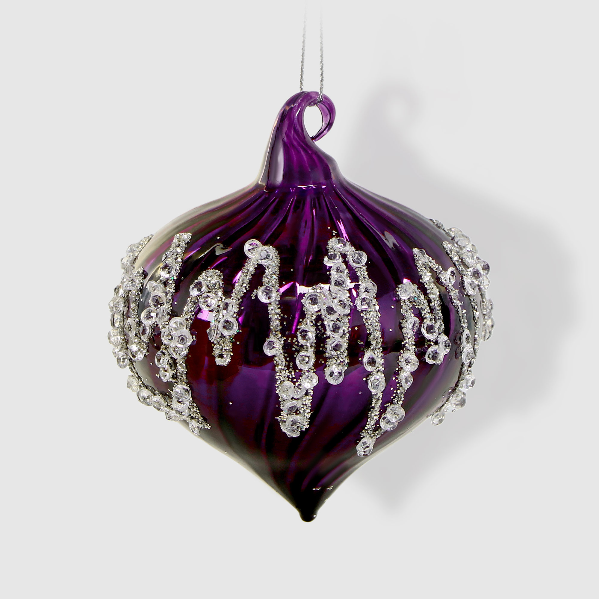 Шар-луковица Yancheng Shiny стеклянный фиолетовый 8 см, цвет сиреневый - фото 1