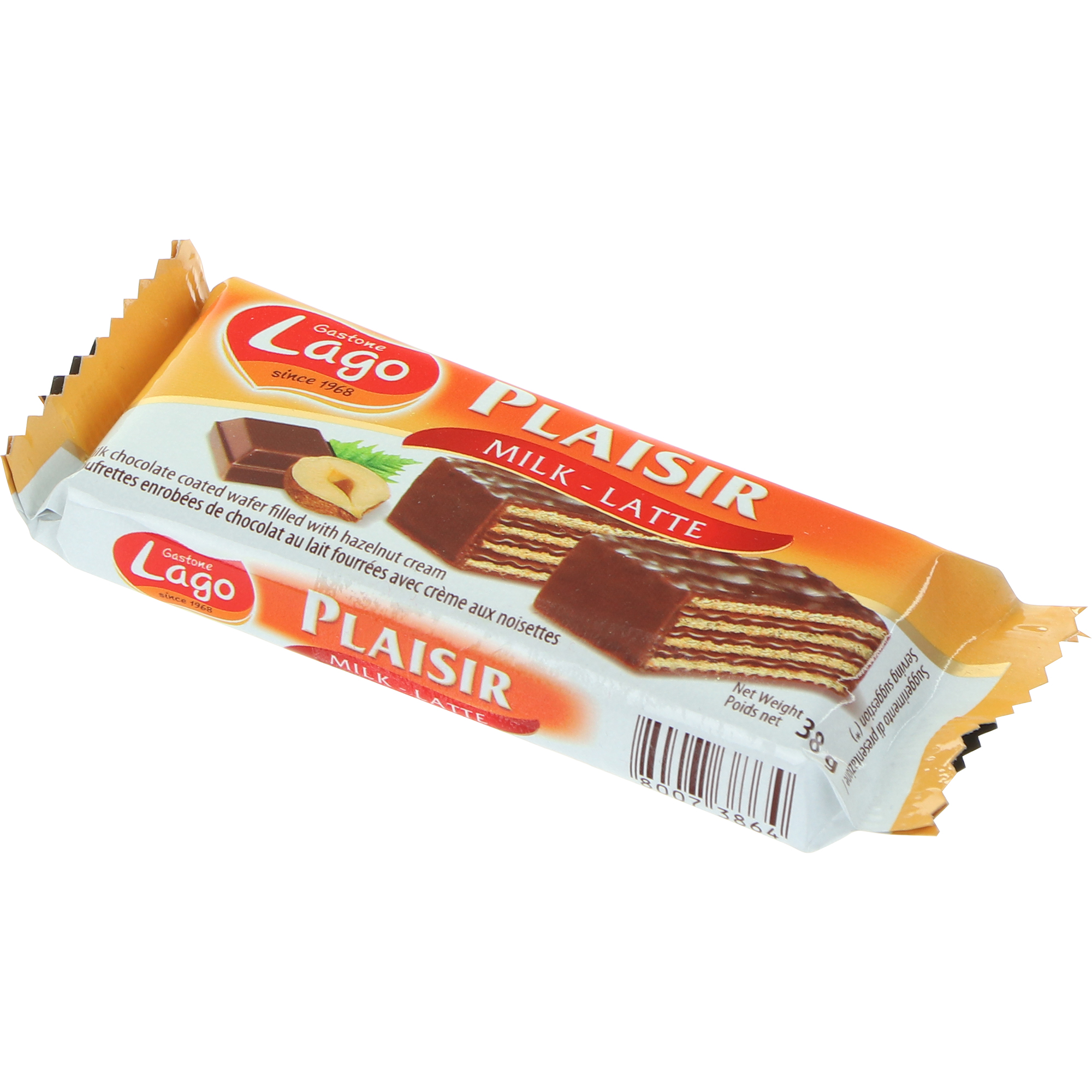 Вафли Gastone Lago Plaisir молочный шоколад, 38 г шоколад славянка особый молочный 90 г