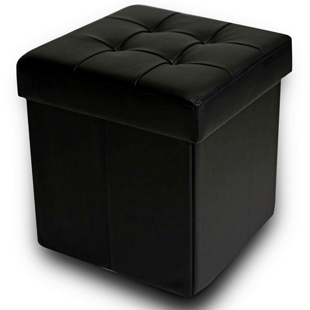 Пуф Dreambag складной чёрный экокожа 37х37х40 см - фото 1