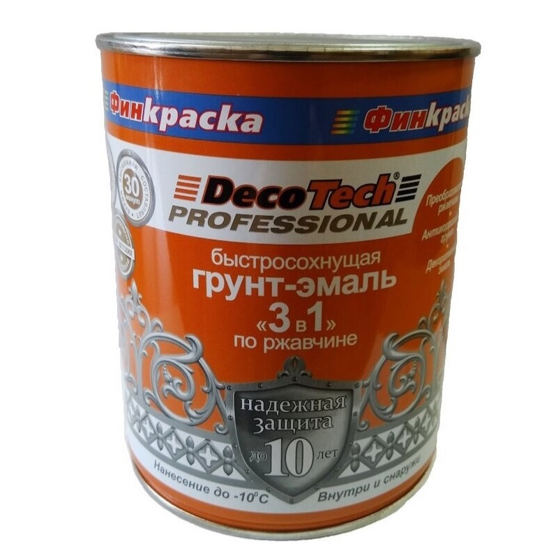 Грунт-эмаль Decotech 3в1 шоколадно-коричневая ral8017 0.9кг лак decotech защитно декоративный 27 кг