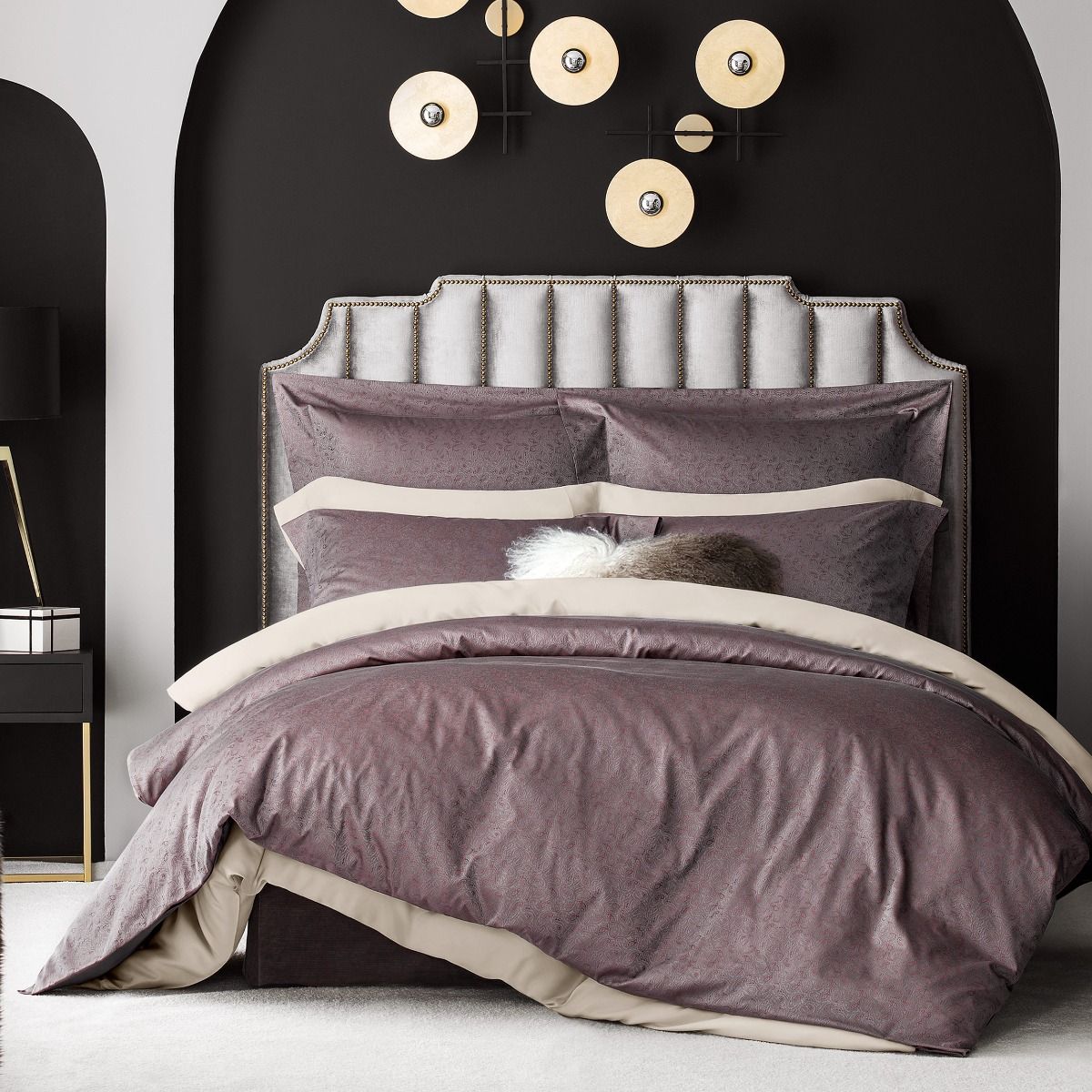 Комплект постельного белья Togas Эштон бордо-серый Семейный комплект постельного белья перо семейный перо сатин