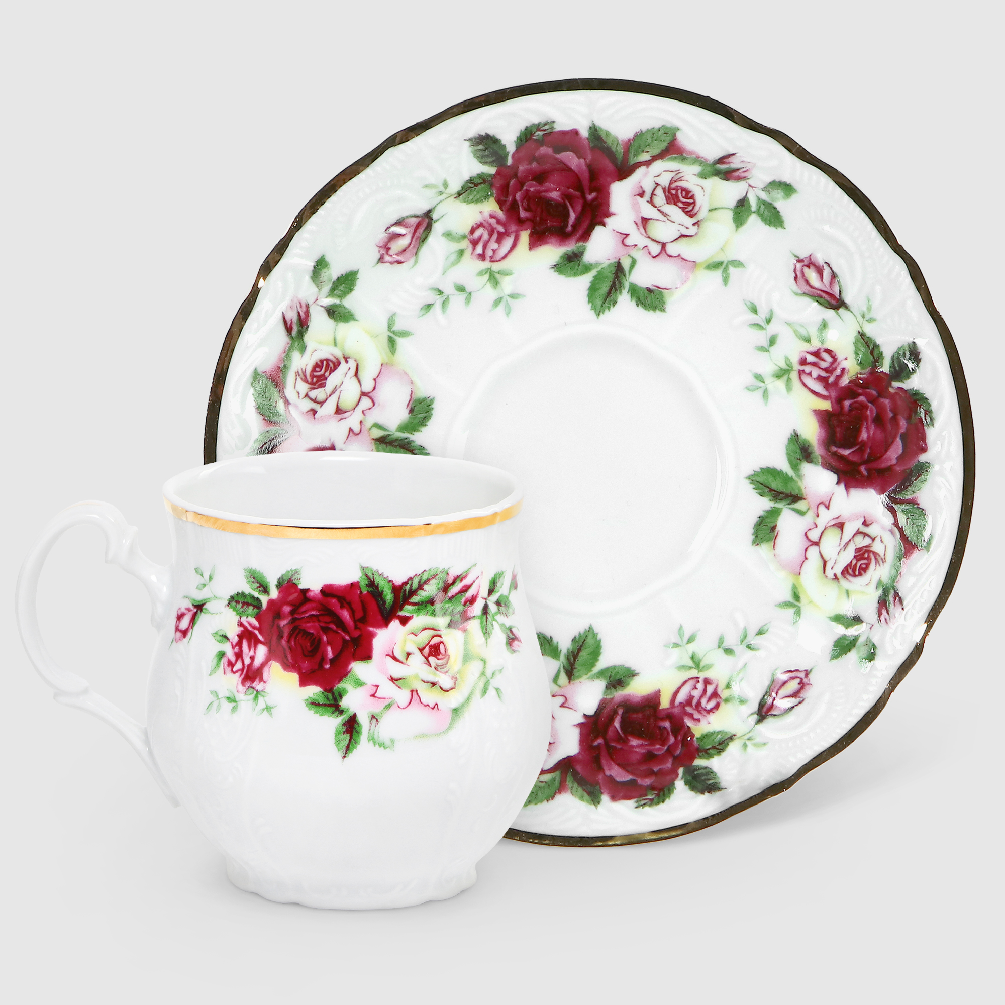 Чашка для чая с блюдцем Bernadotte Английская роза 310 мл 160 мм чашка для завтрака с блюдцем spode голубая италия 560 мл
