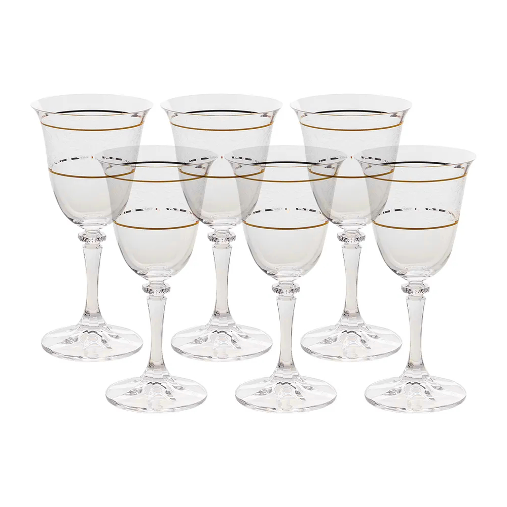 Набор бокалов для белого вина Crystalite Bohemia Branta 2 отводки золото 250 мл 6 шт набор бокалов для шампанского crystalite bohemia branta 175 мл 6 шт