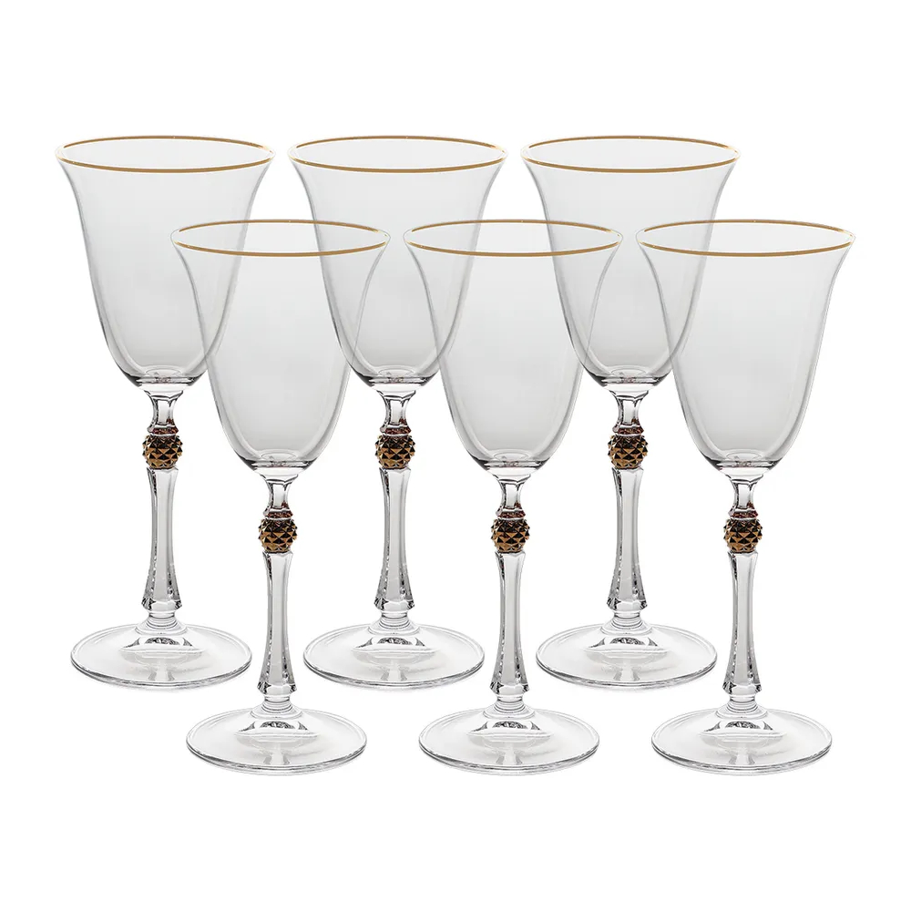 Набор бокалов для белого вина Crystalite Bohemia Parus золотой шар 185 мл 6 шт