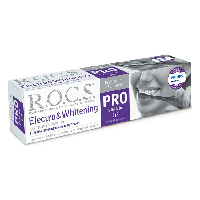 Зубная паста Rocs Electro & Whitening Mild Mint 135 г зубная паста rocs pro деликатное отбеливание fresh mint 135мл 03 08 001