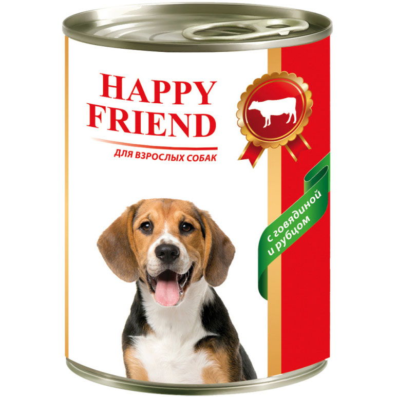 фото Корм для собак happy friend с говядиной и рубцом 410 г