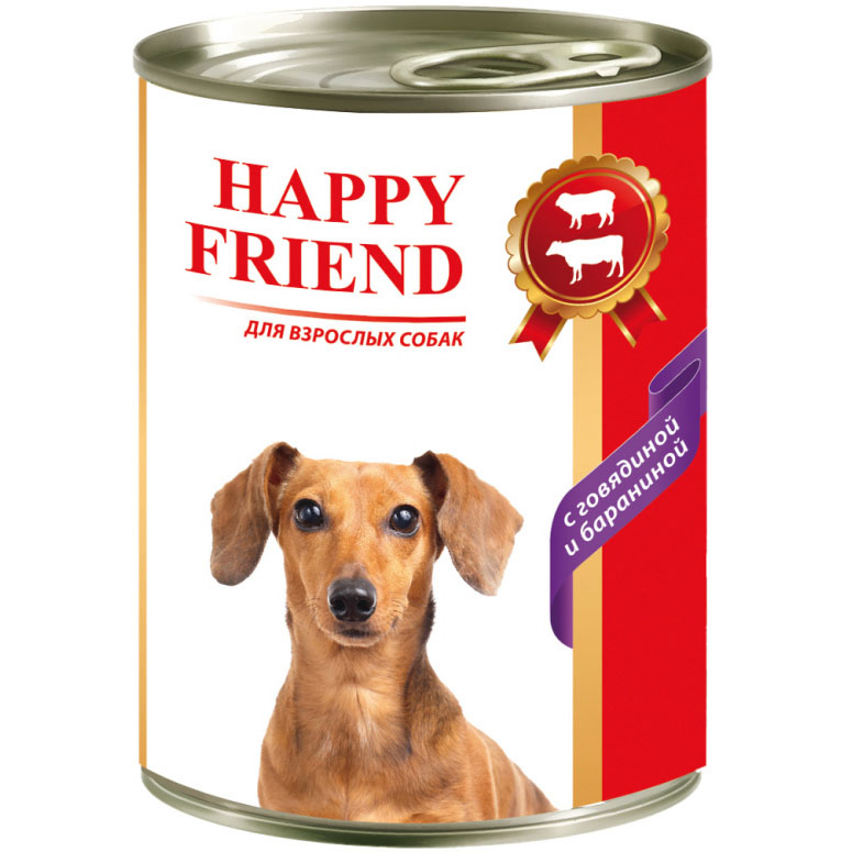 фото Корм для собак happy friend с говядиной и бараниной 410 г