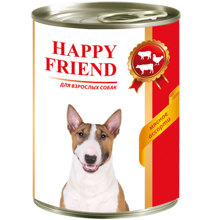Корм для собак HAPPY FRIEND Мясное ассорти 410 г брелок be happy сердце акварель дашенька