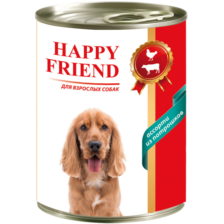 Корм для собак HAPPY FRIEND Ассорти из потрошков 410 г брелок be happy сердце акварель дашенька