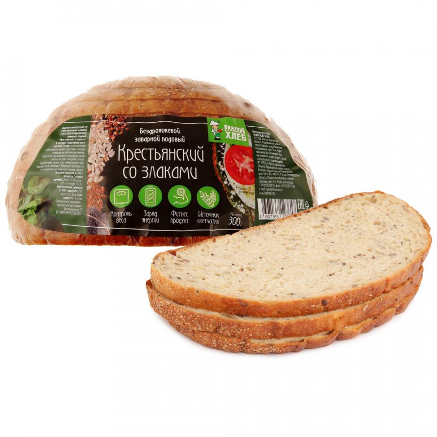 Хлеб Рижский хлеб Крестьянский со злаками бездрожжевой, 300 г хлеб рижский хлеб бородинский 300 г