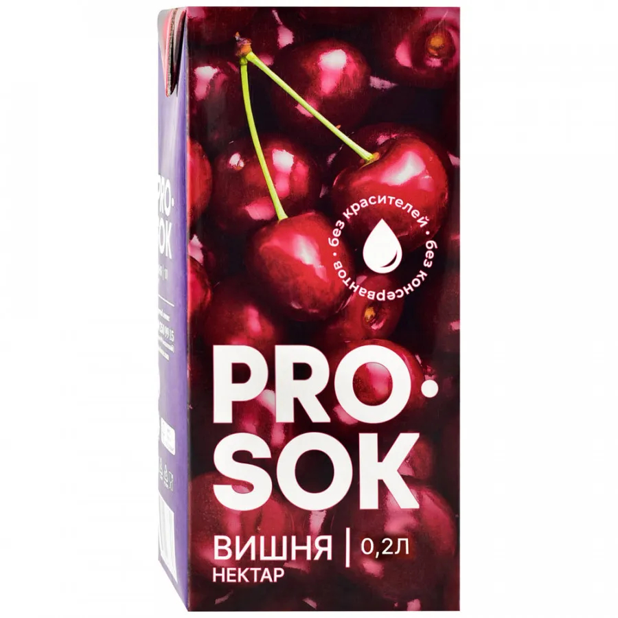 Нектар Pro Sok Вишневый, 0,2 л нектар pro sok яблоко 1 л