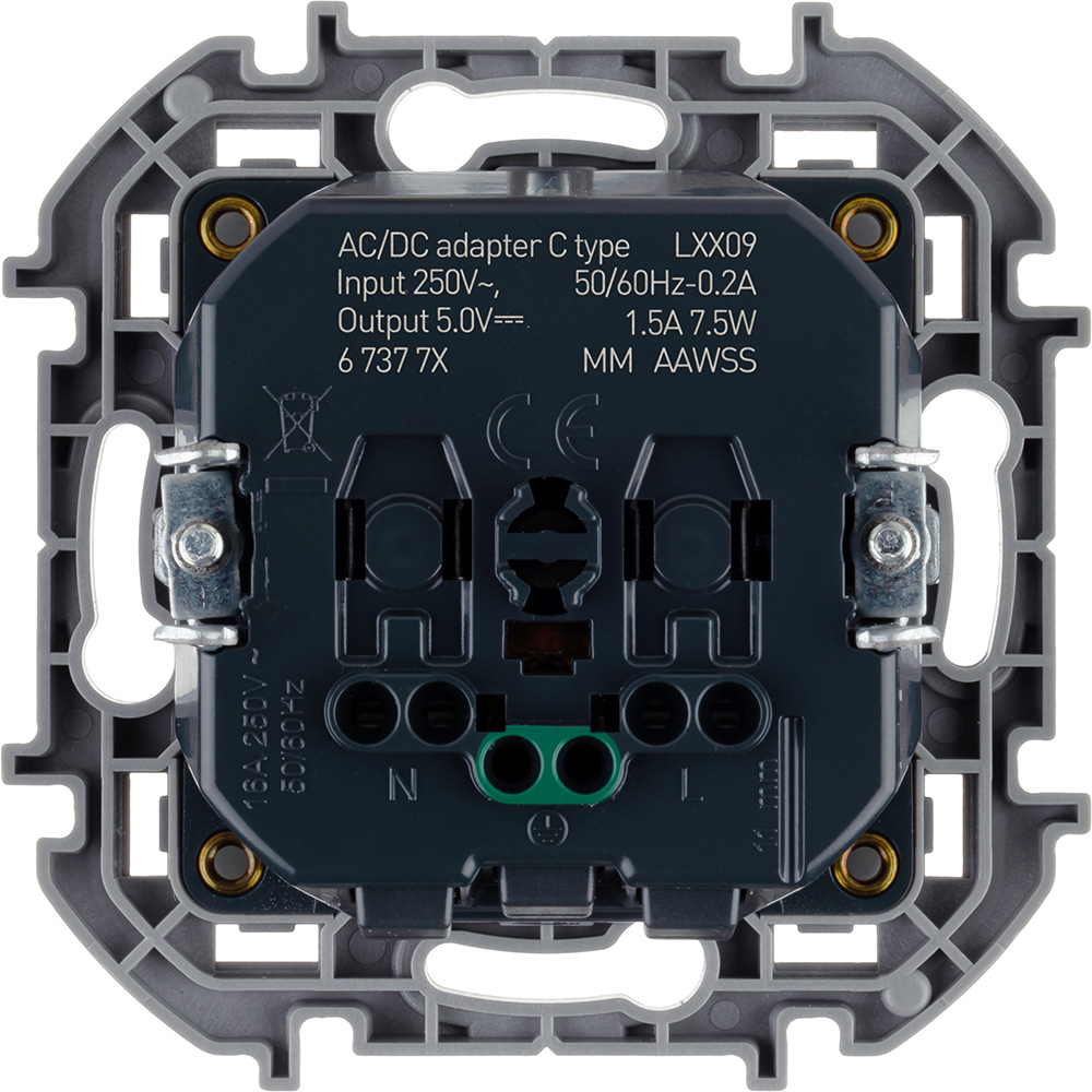 Розетка Legrand Inspiria 2К+З/USB, цвет - антрацит Вид№3