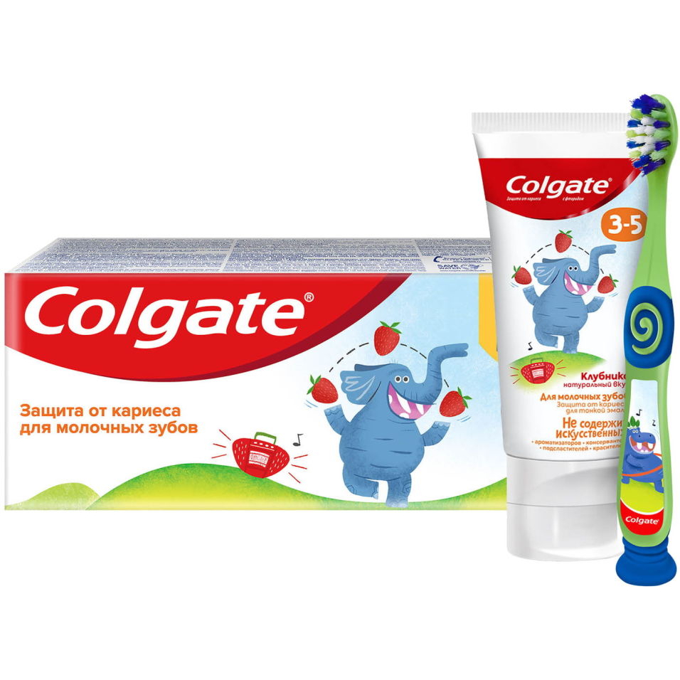 Набор детский Colgate зубная паста 3-5 лет 60 мл и зубная щетка Детская 2-5 лет - фото 1