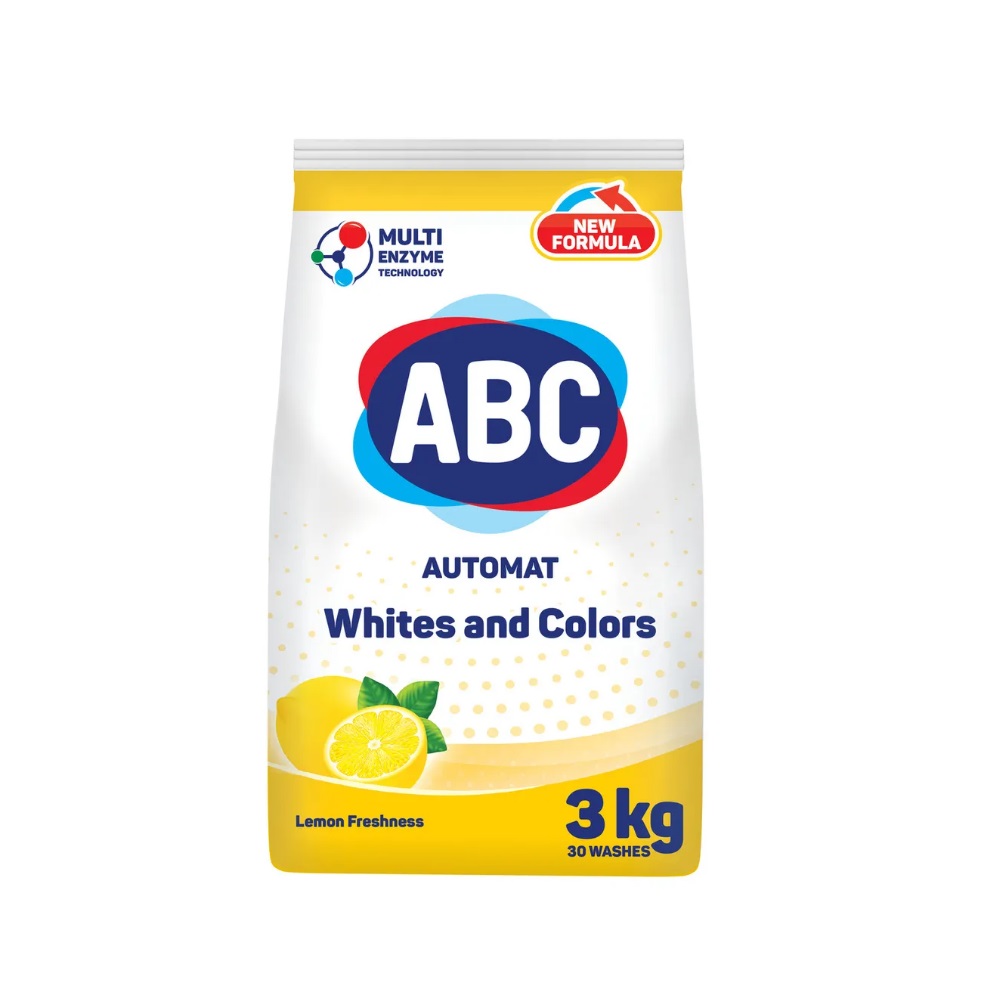 Порошок ABC для стирки белья Лимон 3 кг средство для посудомоечных машин somat лимон лайм порошок 3 кг