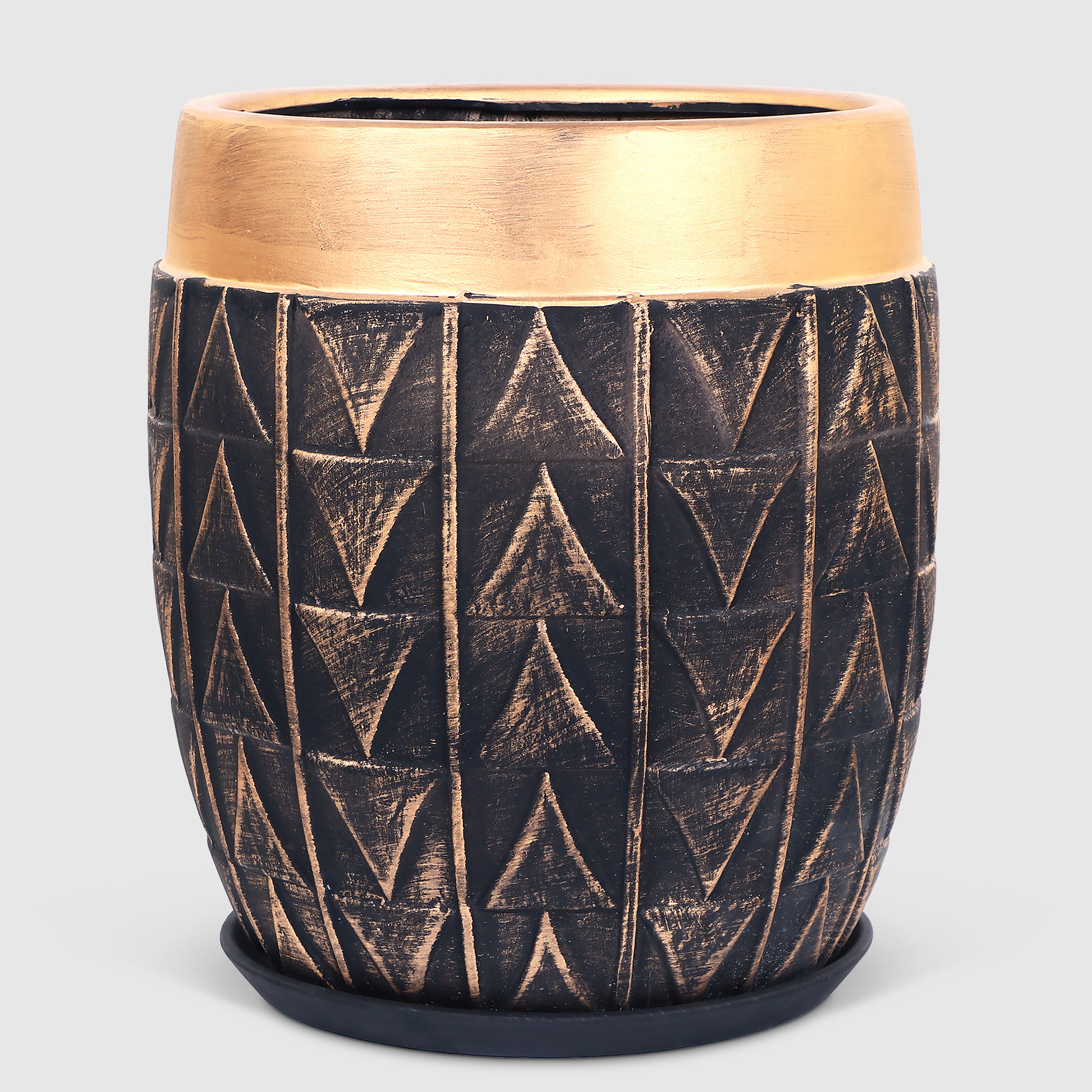 Горшок керамический для цветов Qianjin золотая кайма 39,5 см с поддоном керамический горшок с поддоном композит букле розовый 15 см
