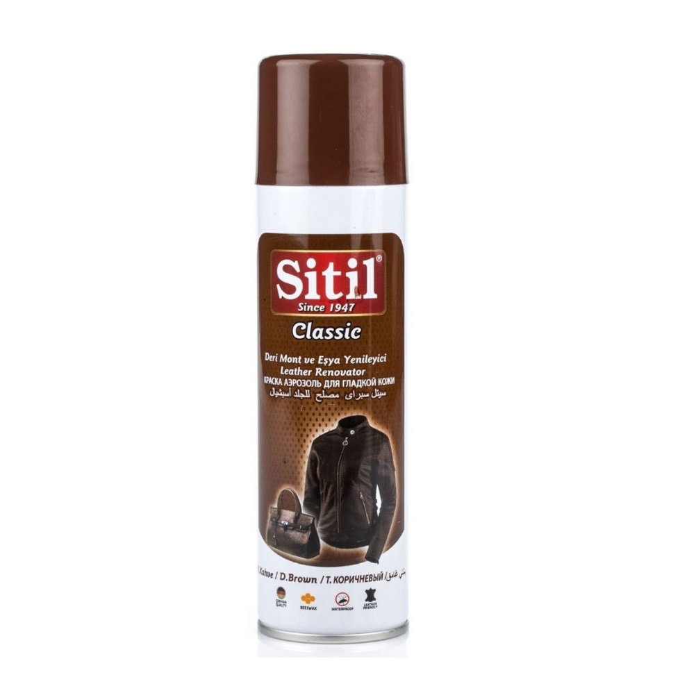 Краска-аэрозоль Sitil для гладкой кожи темно-коричневая 250 мл краска ликвид для восстановления а изделий из гладкой кожи salton