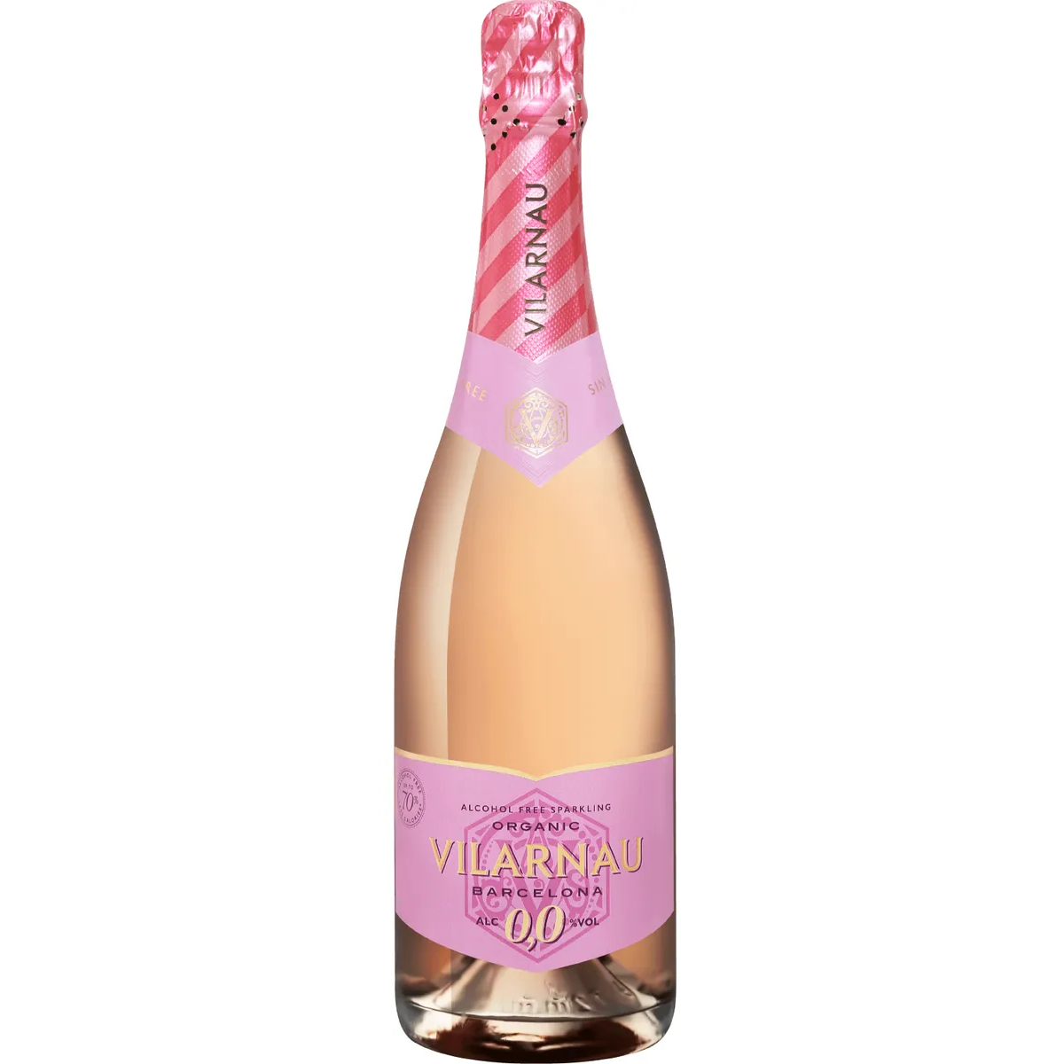 Вино игристое безалкогольное Vilarnau Organic Rose розовое, полусухое, 0,75 л шампанское безалкогольное rimuss secco белое полусухое швейцария 0 75 л