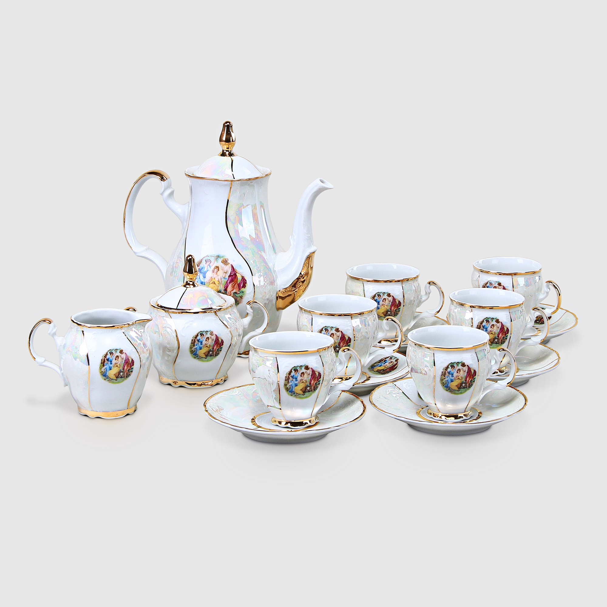 Сервиз кофейный Thun 1794 17 предметов/6 персон Bernadotte Мадонна перламутр чайник thun 1794 bernadotte мадонна 1 2 л