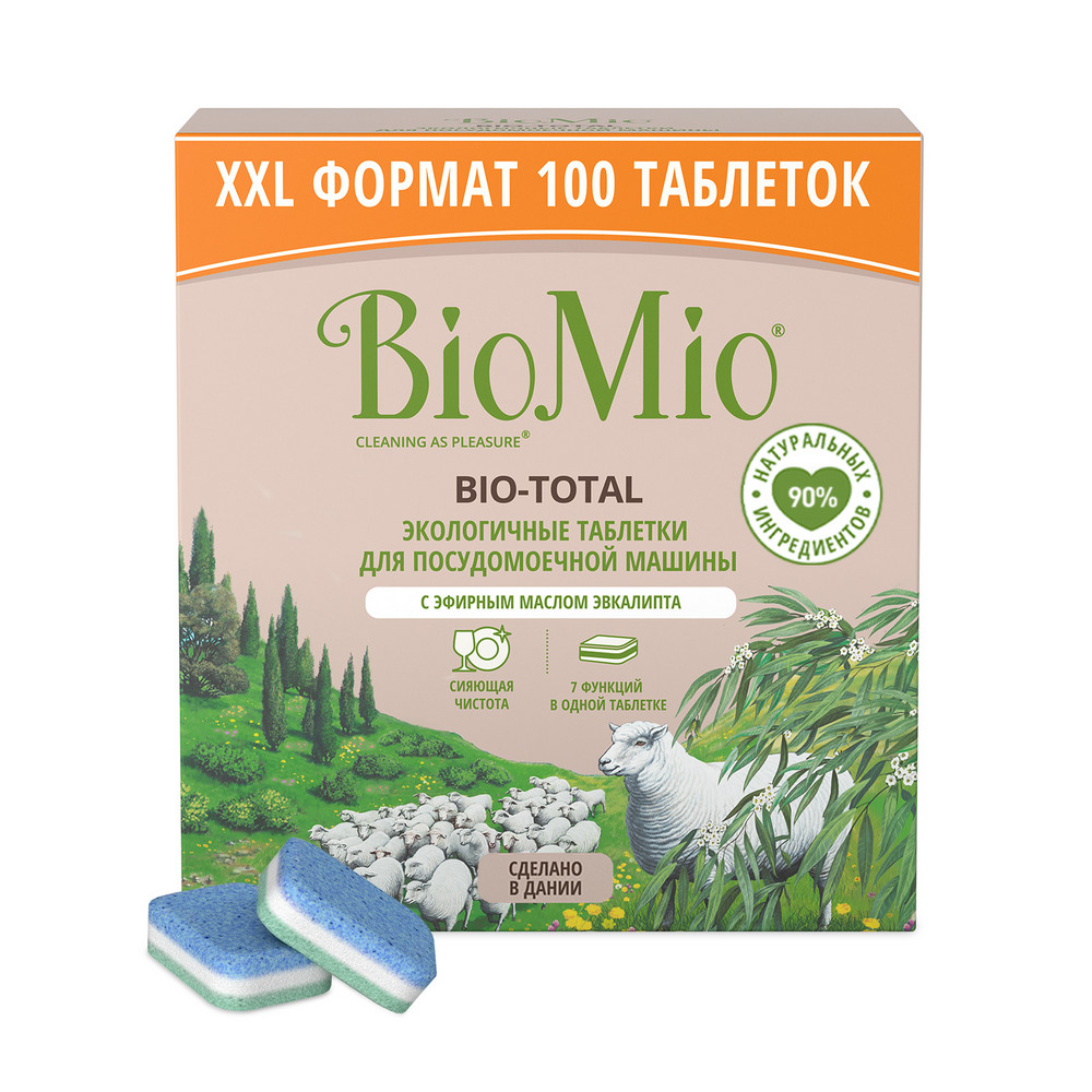 Средство BioMio для посудомоечной машины с  маслом эвкалипта 100 шт патчи эмодзи локальные с маслом чайного дерева в упаковке 18 шт 11г