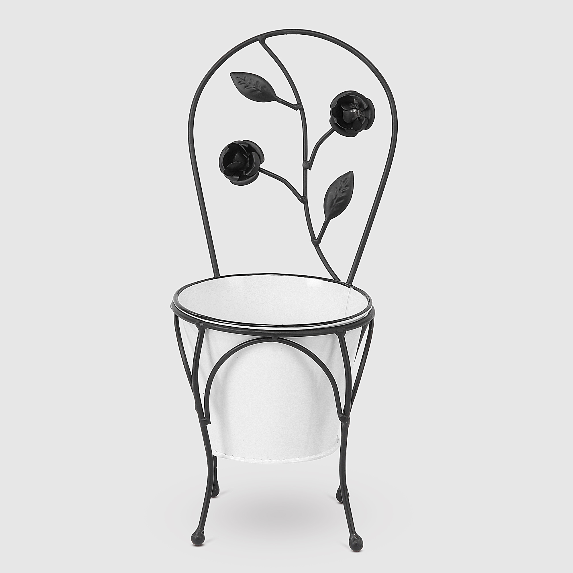 Кашпо для цветов Ningde qinyuan в форме стула белое с чёрным 16х14х28 см