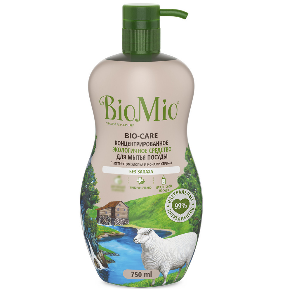Средство BioMio для мытья посуды, овощей и фруктов гипоаллергенное без запаха 750 мл средство для мытья посуды biomio bio care без запаха 450 мл