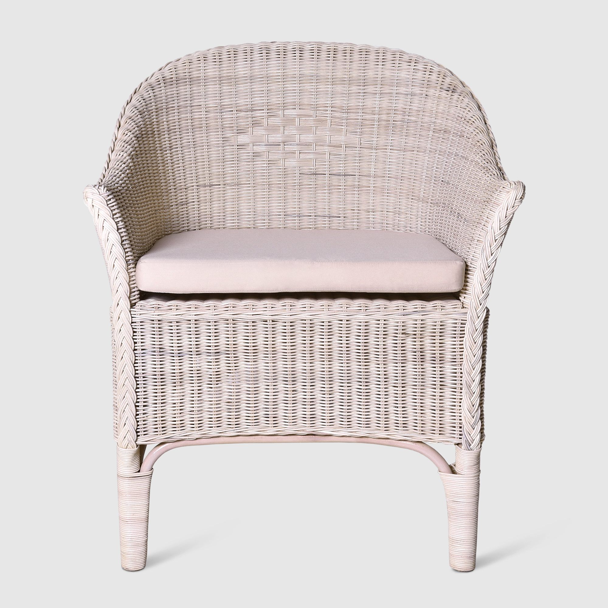 Кресло Rattan grand Roma white wash с подушкой, цвет бежевый - фото 6